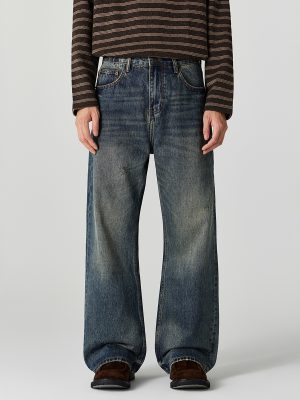 DL3100  Men's 13.2 OZ Distressed Vintage Wash Bootcut Jeans