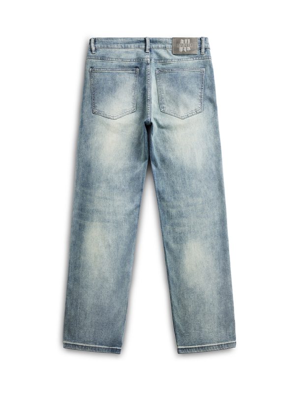 DZ2017  Men's 11.8 OZ Light Vintage Faded Wash Regular Straight Jeans