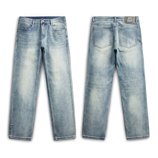DZ2017  Men's 11.8 OZ Light Vintage Faded Wash Regular Straight Jeans