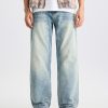 DZ2017  Men's 11.8 OZ Light Vintage Faded Wash Regular Straight Jeans