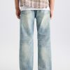 DZ2017  Men's 11.8 OZ Light Vintage Faded Wash Regular Straight Jeans