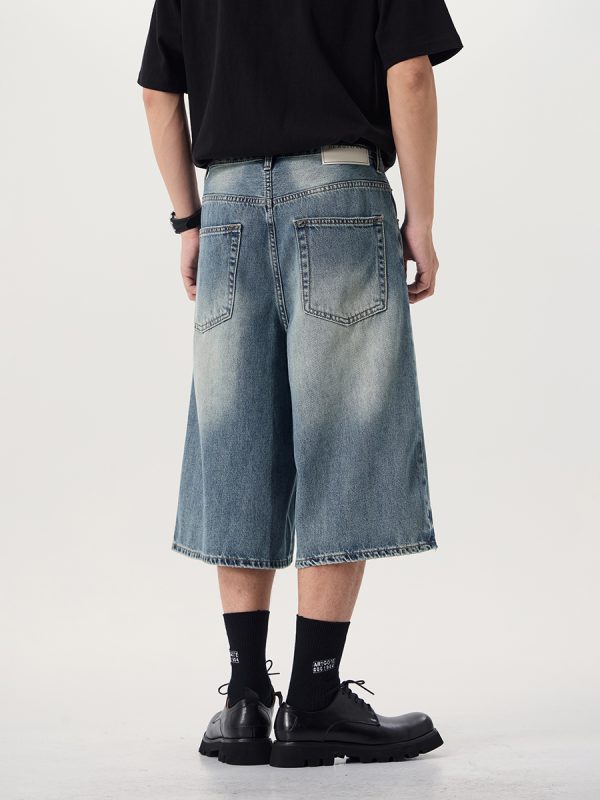 7033  Men's 11.8 OZ Baggy Wide Leg 7/10 Length Denim Capris Jeans