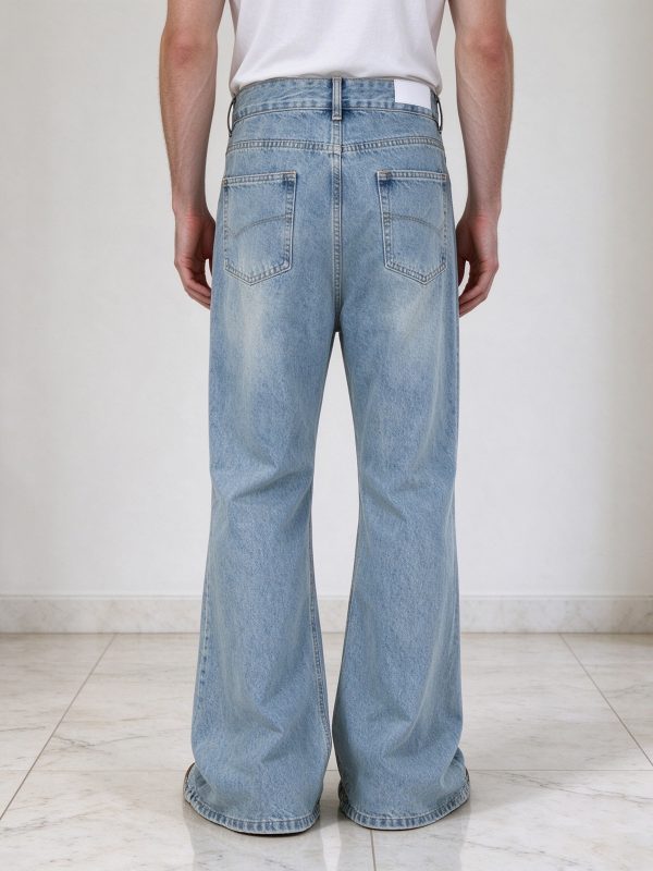 1790321763971821.jpeg T-GJ019 Men's 13.5 OZ High Rise Light Stone Wash Flare Jeans