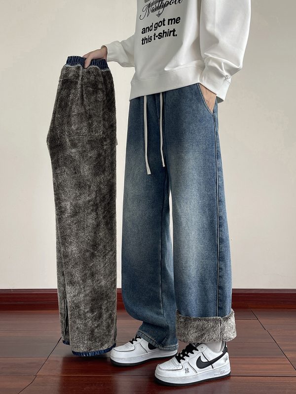 1791428612140419.jpg LL693R1 Men's 11 OZ Elastic Waist Winter Fox Fleece Lined Jeans