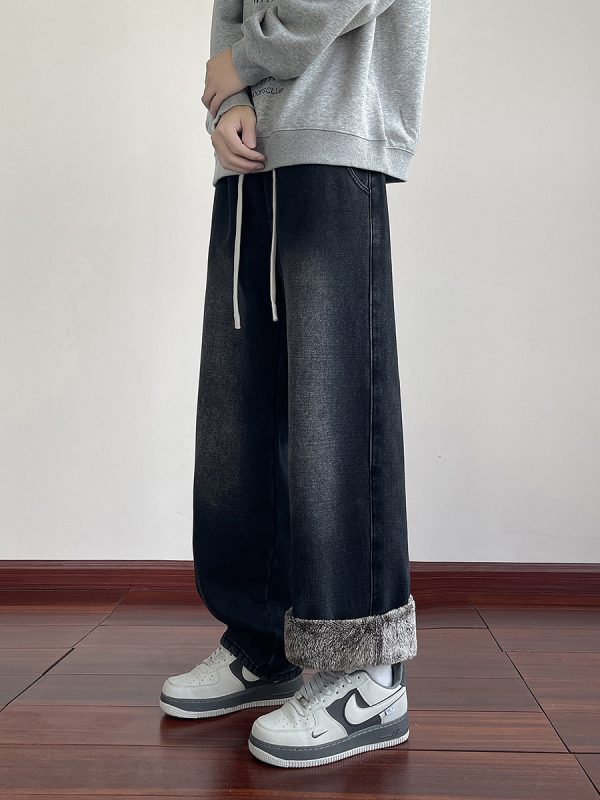 1791429508429456.jpg LL693R1 Men's 11 OZ Elastic Waist Winter Fox Fleece Lined Jeans
