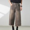 721  Men's Dyed Back‑half Elastic Waistband 8/10 Length Cropped Jeans