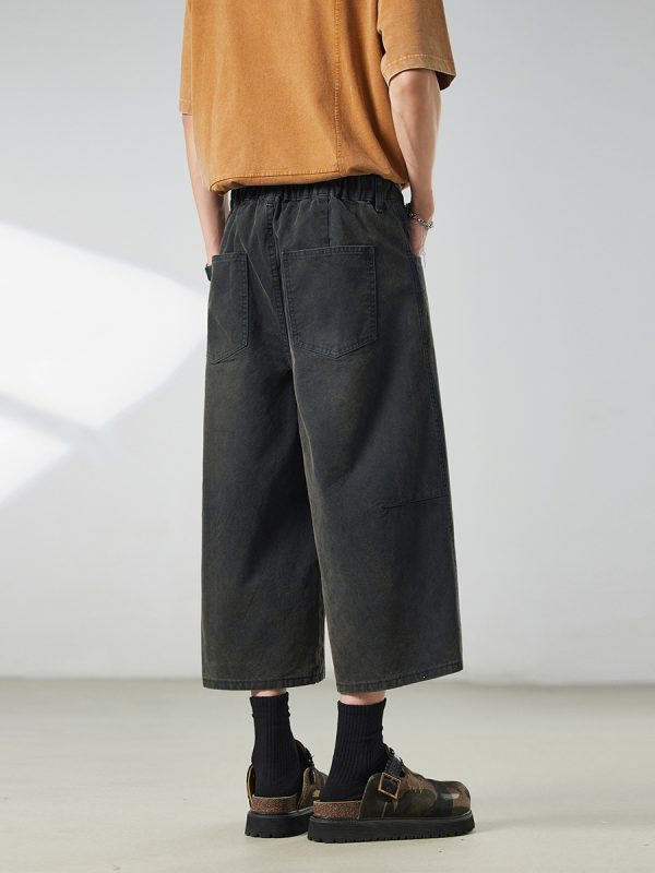 1791788133288772.jpg 721 Men's Dyed Back‑half Elastic Waistband 8/10 Length Cropped Jeans
