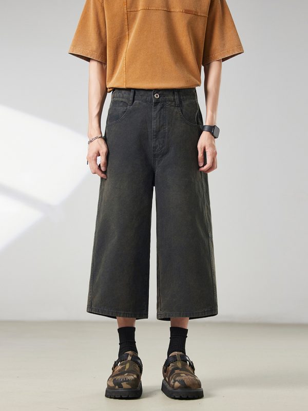 1791788151629761.jpg 721 Men's Dyed Back‑half Elastic Waistband 8/10 Length Cropped Jeans