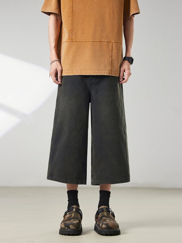 1791788160491660.jpg 721 Men's Dyed Back‑half Elastic Waistband 8/10 Length Cropped Jeans