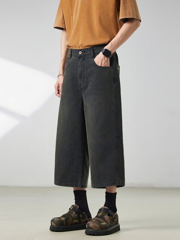 1791788202686450.jpg 721 Men's Dyed Back‑half Elastic Waistband 8/10 Length Cropped Jeans