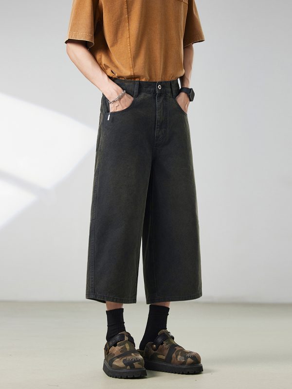1791788206354027.jpg 721 Men's Dyed Back‑half Elastic Waistband 8/10 Length Cropped Jeans