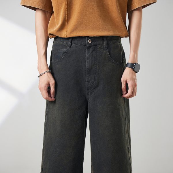 1791788214358412.jpg 721 Men's Dyed Back‑half Elastic Waistband 8/10 Length Cropped Jeans