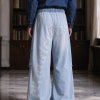 E6697  Men's Laser Etching Elastic Waist Baggy Parachute Denim Jeans