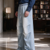 E6697  Men's Laser Etching Elastic Waist Baggy Parachute Denim Jeans